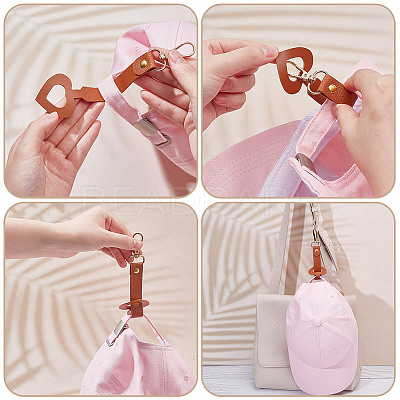 4Pcs 2 Colors Heart PU Leather Hat Clip AJEW-AR0004-87-1