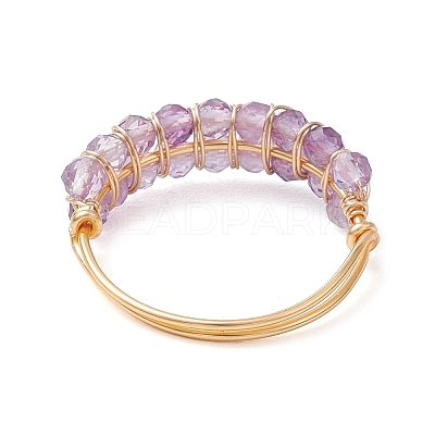 Natural Amethyst & Moss Agate & Apatite Finger Rings RJEW-TA00182-1