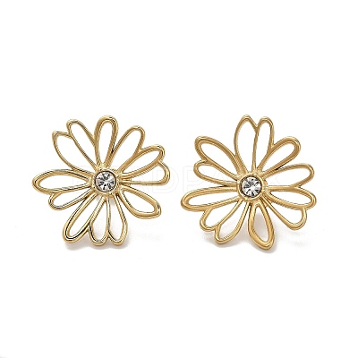 304 Stainless Steel Crystal Rhinestone Stud Earrings EJEW-G423-01G-1