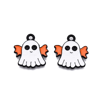 Halloween Theme Spray Painted Alloy Enamel Pendants ENAM-T020-09G-1