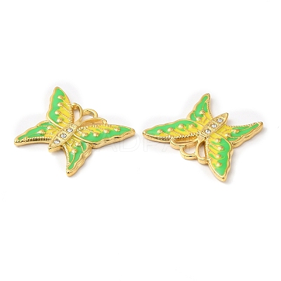 Real 18K Gold Plated 304 Stainless Steel Rhinestone Pendants STAS-A084-24G-03-1