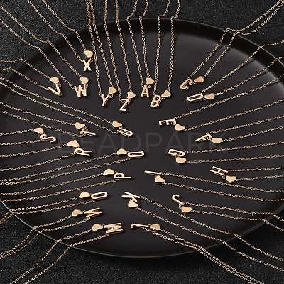 Alloy Letter Heart Pendant Necklaces for Women NJEW-FS0001-09W-1