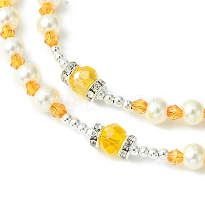 Glass Pearl Rosary Bead Necklace NJEW-TA00082-04-1