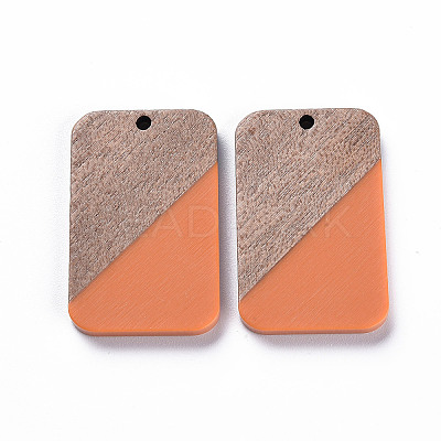 Opaque Resin & Walnut Wood Pendants RESI-T035-38-1