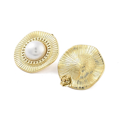 Ion Plating(IP) Flat Round Real 14K Gold Plated 304 Stainless Steel Stud Earrings EJEW-P258-32G-01-1