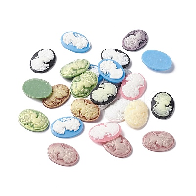 Cameos Opaque Resin Cabochons X-RESI-C016-01B-1