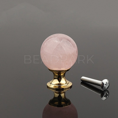 Metal & Natural Rose Quartz Drawer Knobs PW-WG57F80-02-1