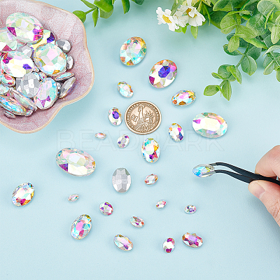 94Pcs 6 Style Pointed Back Glass Rhinestone Cabochons DIY-FG0003-64-1
