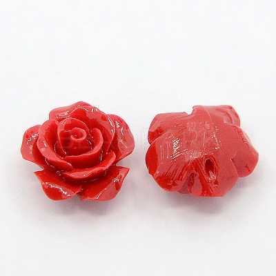 Synthetic Coral 3D Flower Rose Beads CORA-A005-14mm-04-1