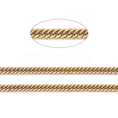 3.28 Feet Ion Plating(IP) 304 Stainless Steel Diamond Cut Curb Chains X-CHS-F013-02G-1