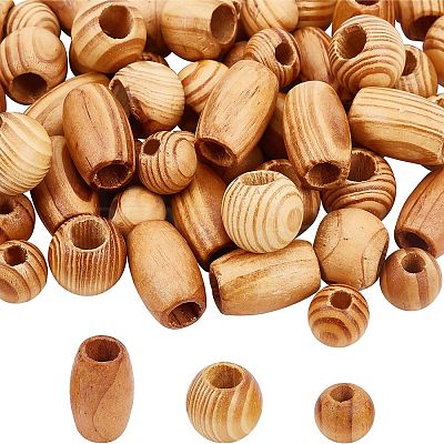 60Pcs 3 Style Wooden Beads WOOD-OC0001-93-1