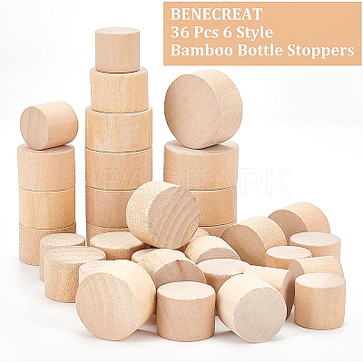36Pcs 6 Style Bamboo Bottle Stoppers FIND-BC0002-85-1