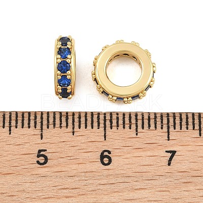 Brass Micro Pave Cubic Zirconia European Beads CU-CBAB99C-04G-03-1