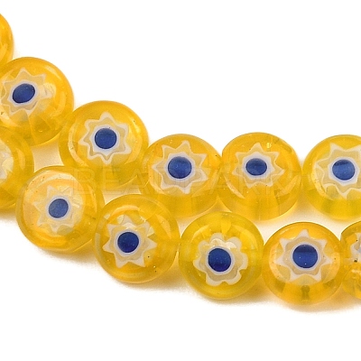Handmade Millefiori Glass Flat Round Bead Strands LK-P010-01-1