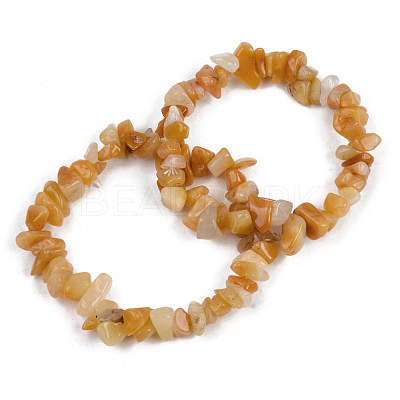 Unisex Chip Natural Topaz Jade Beaded Stretch Bracelets BJEW-S143-30-1