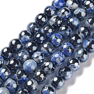 Electroplate Natural Fire Crackle Agate Beads Strands G-G0006-A01-02-1