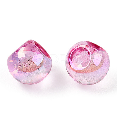 UV Plating Rainbow Iridescent Acrylic Beads OACR-G012-04-1