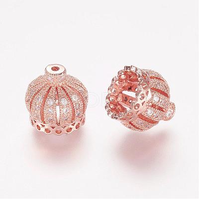 Brass Micro Pave Cubic Zirconia Beads ZIRC-K063-14-1