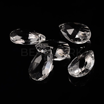 Faceted Teardrop Glass Pendants GLAA-O008-B01-1