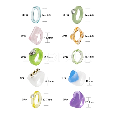 18Pcs Acrylic Finger Rings RJEW-LS0001-01-1