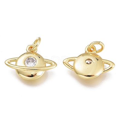 Brass Micro Pave Clear Cubic Zirconia Charms KK-M206-48G-1