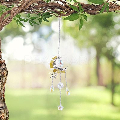 Moon & Star Alloy Hanging Ornaments HJEW-TADJ0022-1