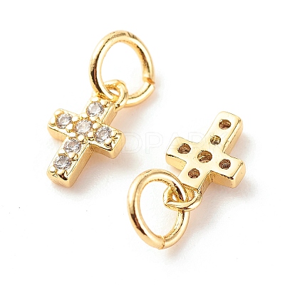 Brass Micro Pave Clear Cubic Zirconia Pendants X-ZIRC-P094-18G-RS-1