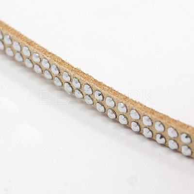 2 Row Platinum Aluminum Studded Faux Suede Cord LW-D005-10P-1