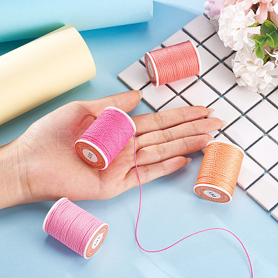 4 Rolls 4 Colors Round Waxed Polyester Cord YC-TA0001-27A-1