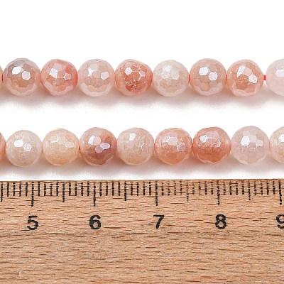 Electroplated Natural Pink Aventurine Beads Strands G-B191-A05-6mm-1