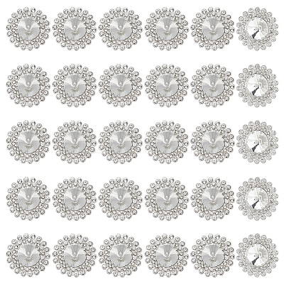 30Pcs Alloy Rhinestone Shank Buttons BUTT-MA0001-03-1