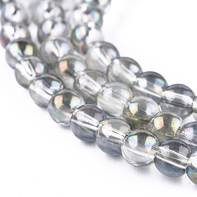 Full Rainbow Plated Round Electroplated Glass Beads Strands EGLA-I002-4mm-01-1