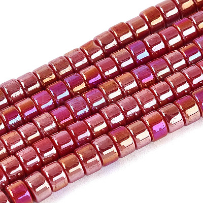 AB Color Plated Opaque Glass Beads Strands GLAA-T026-2x4mm-P03-1