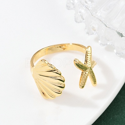 Brass Adjustable Cuff Rings for Women RJEW-B132-02B-G-1
