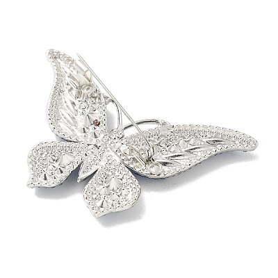 Butterfly Platinum Zinc Alloy Rhinestone Brooches JEWB-R051-01P-01-1