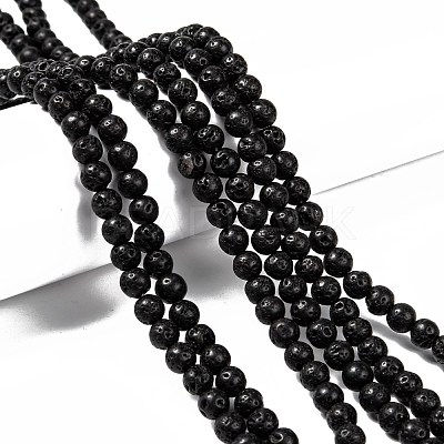 Natural Lava Rock Round Beads Strands X-G-M169-6mm-03-1