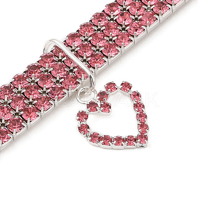 Adjustable 3-Row Iron Rhinestone Cup Chain Pet Collars LS-AJEW-A054-01E-1