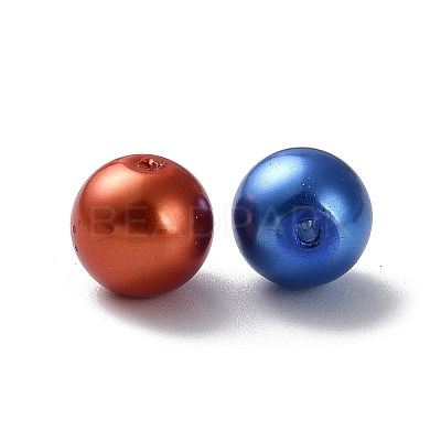 Baking Paint Pearlized Glass Pearl Round Bead Strands HY-Q004-8mm-M-1
