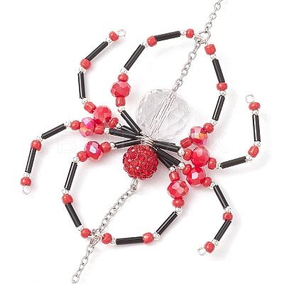 Spider Glass Beaded Hanging Ornaments HJEW-TA00172-02-1