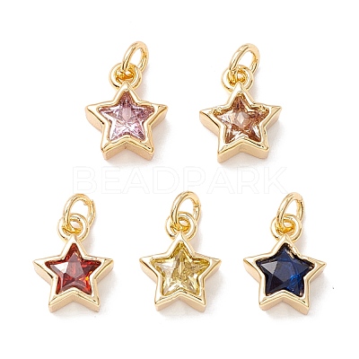 Brass Cubic Zirconia Charms FIND-Z005-02-1