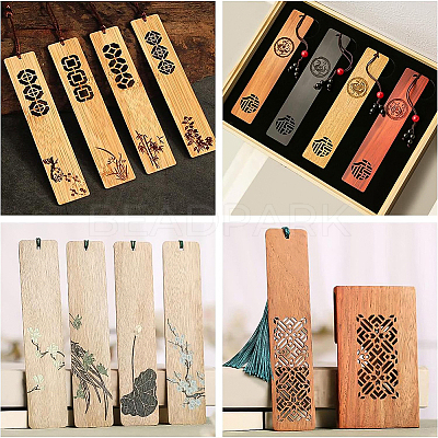 24Pcs Blank Bamboo Bookmark FIND-BC0003-45A-1