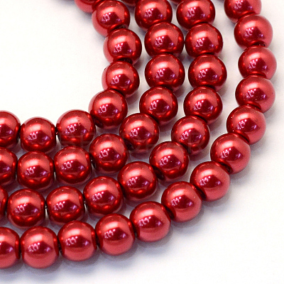 Baking Paint Pearlized Glass Pearl Round Bead Strands X-HY-Q003-6mm-51-1