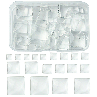 48Pcs 6 Styles Transparent Square Glass Cabochons GGLA-FS0001-06-1