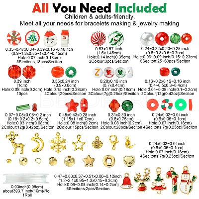 Christmas DIY Polymer Clay & Acrylic & Glass Beads: Bracelets Making Kits DIY-FS0007-99-1