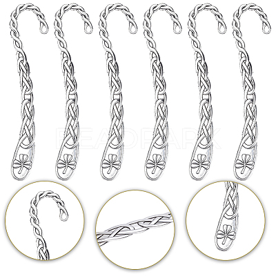 12Pcs Tibetan Style Alloy Bookmark Findings with Holes AJEW-SC0004-43-1