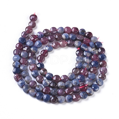 Natural Red Corundum/Ruby and Sapphire Beads Strands G-I249-A30-1