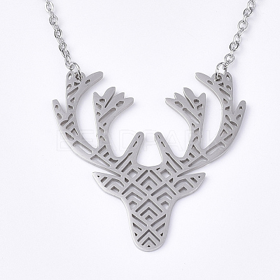 Non-Tarnish 201 Stainless Steel Pendant Necklaces NJEW-T009-JN093-1-40-1