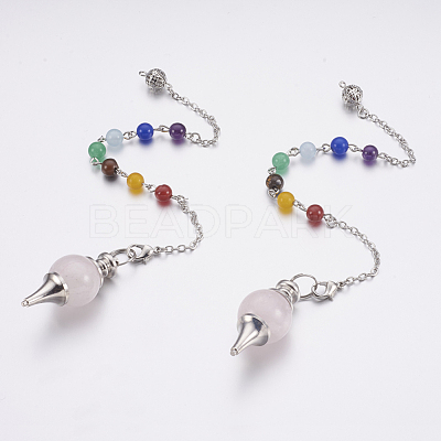 Natural Rose Quartz Sphere Dowsing Pendulums MAK-P009-E07-1