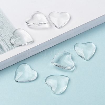 Transparent Glass Heart Cabochons X-GGLA-R021-20mm-1