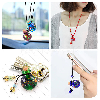 Handmade Lampwork Perfume Bottle Pendants LAMP-TADJ0001-05B-1